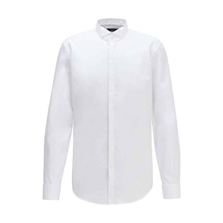 Boss Men's White Jillik Long Sleeve Plain Shirt in Size 37, Sports Direct
