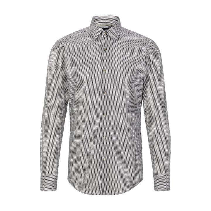 Boss Men's Green H-Hank Patterned Short Sleeve Kent Collar Shirt in Size 37, Sports Direct