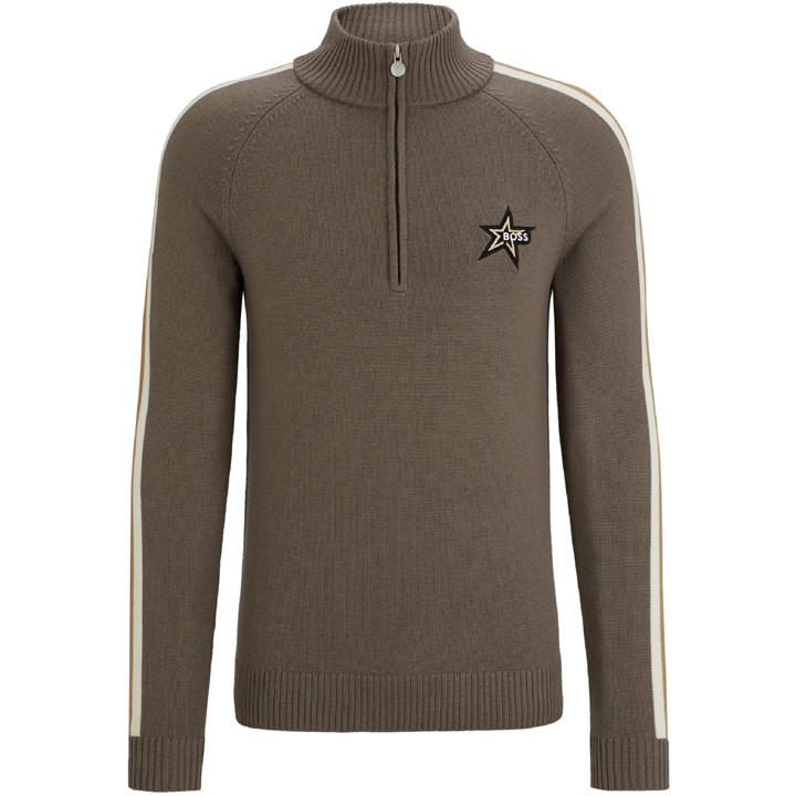 Boss Men' Beige Quarter-Zip Fleece in Size S, Sports Direct