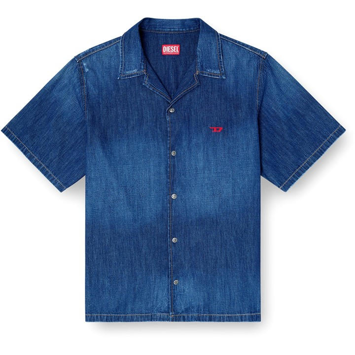 Diesel Men' Blue Short Sleeve Plain Shirt in Size S, Sports Direct
