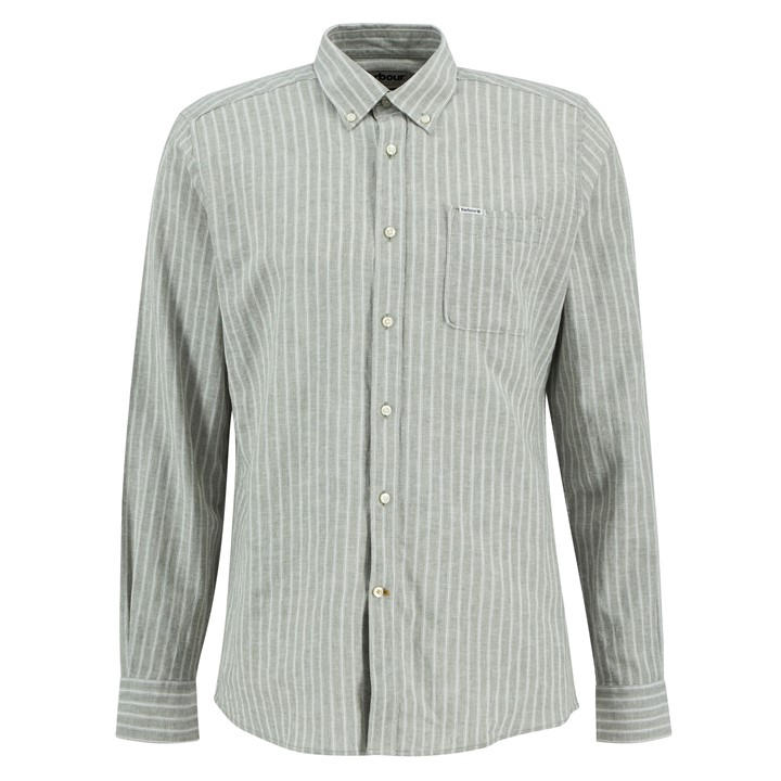 Barbour Men's Green Nelson Striped Long-Sleeved Tailored Shirt in Size XL, Sports Direct