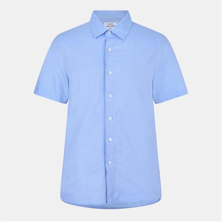 Peter Werth Men's Blue Church Short Sleeve Plain Shirt in Size L, Sports Direct