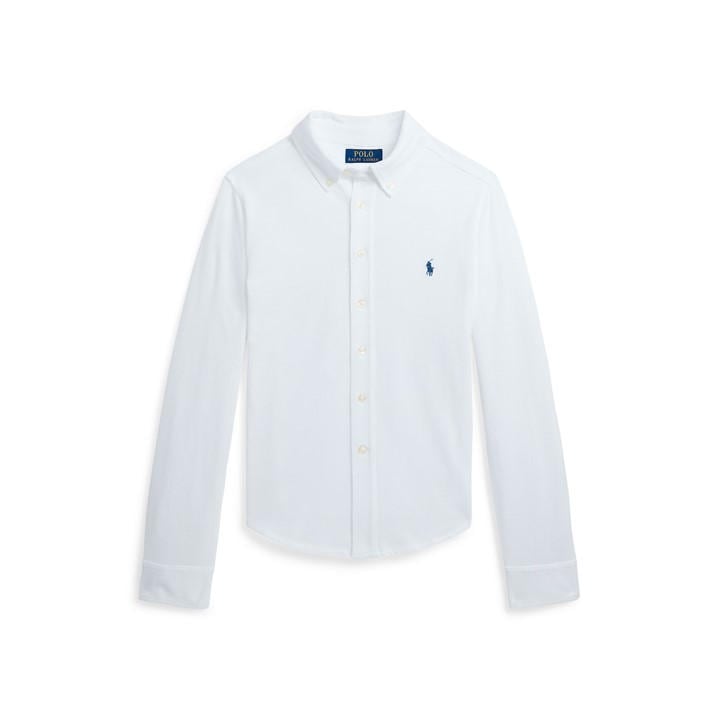 Polo Ralph Lauren Boys White Kids' Mesh Long Sleeve Plain Shirt in Size 5 - 6 Years, Sports Direct