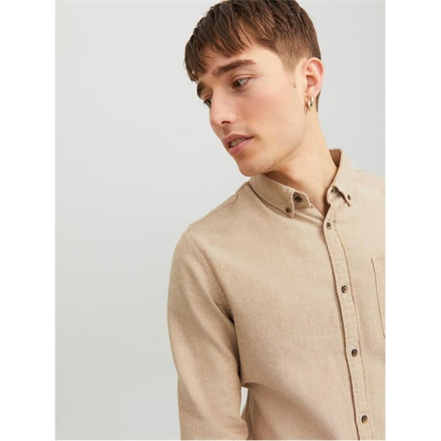 Ovsena kaša - Jack and Jones - Men's Classic Long-Sleeve Plain Shirt