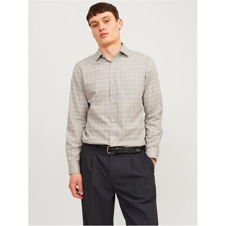 Jack And Jones Men's Grey Parker Long Sleeve Patterned Shirt in Size XS, Sports Direct