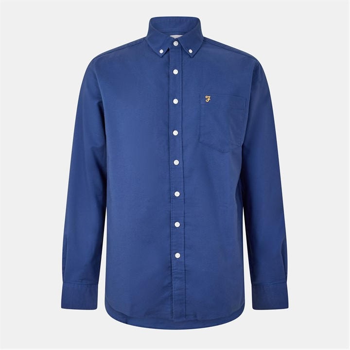 Farah Men' Blue Boxworth Long-Sleeve Plain Shirt in Size S, Sports Direct