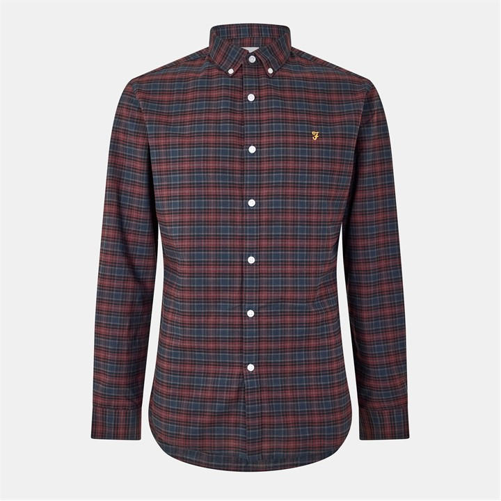 Farah Men's Red Carway Long-Sleeve Patterned Shirt in Size M, Sports Direct