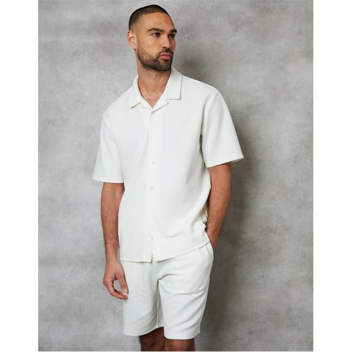 Threadbare Men's Neutral Embley Short-Sleeve Patterned Shirt in Size L, Sports Direct