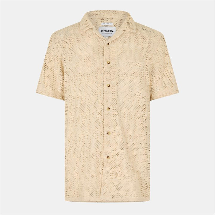Threadbare Men's Neutral Short-Sleeve Patterned Shirt in Size M, Sports Direct