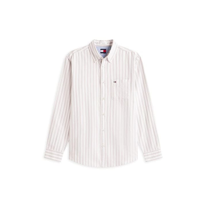 Tommy Jeans Men's Brown Long Sleeve Patterned Shirt in Size M, Sports Direct