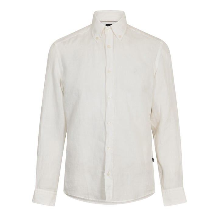 Boss Men's White Black Liam Short Sleeve Buttoned Shirt in Size 43, Sports Direct