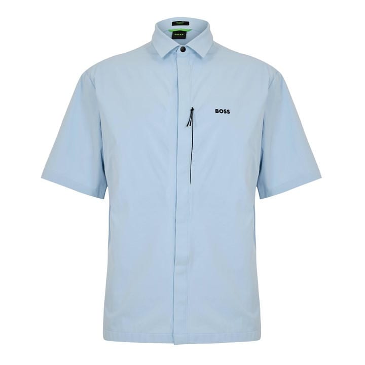 Boss Men's Blue Short Sleeve Plain Shirt in Size M, Sports Direct