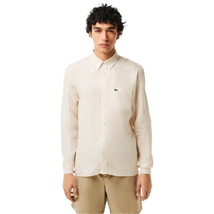 Lacoste Men' White Long Sleeve Patterned Shirt in Size S, Sports Direct