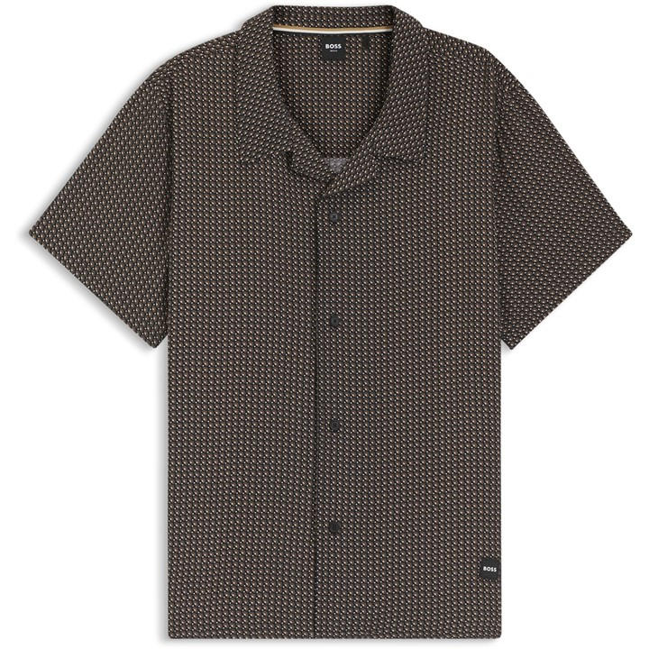 Boss Mens BOSS Bodywear Beach Patterned Short Sleeve Shirt - Black 005 - Size 2XL - Image 3
