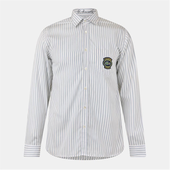 Lacoste Men's Cream Long Sleeve Patterned Shirt in Size L, Sports Direct