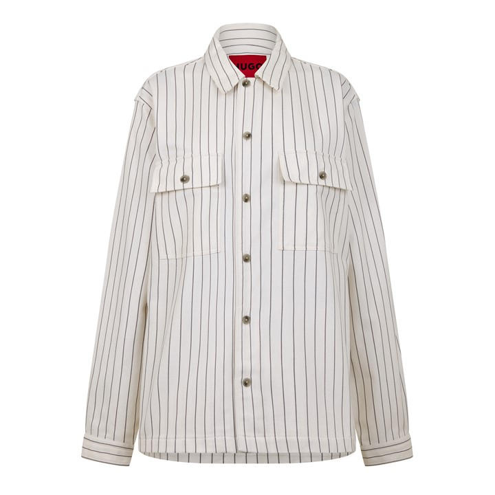 Hugo Men' White Long Sleeve Patterned Shirt in Size S, Sports Direct