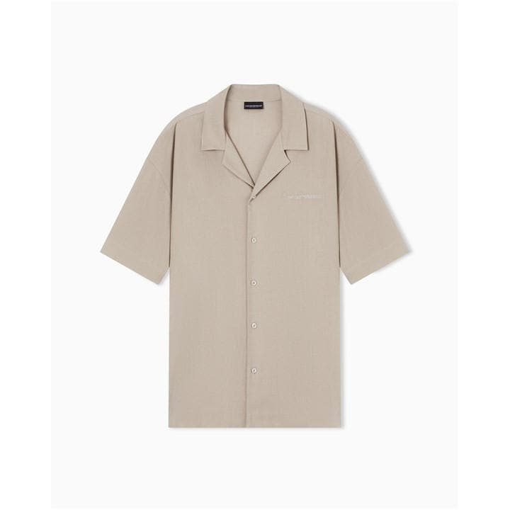 Emporio Armani Men' Beige Short Sleeve Plain Shirt in Size S, Sports Direct