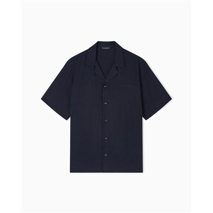 Emporio Armani Men's Blue Short Sleeve Plain Shirt in Size L, Sports Direct