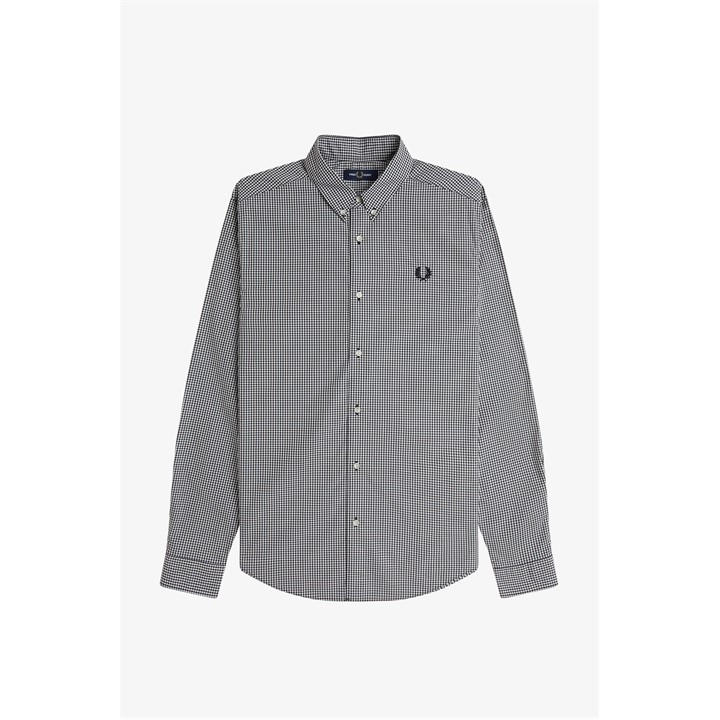Fred Perry Men's Black Long Sleeve Patterned Shirt in Size M, Sports Direct