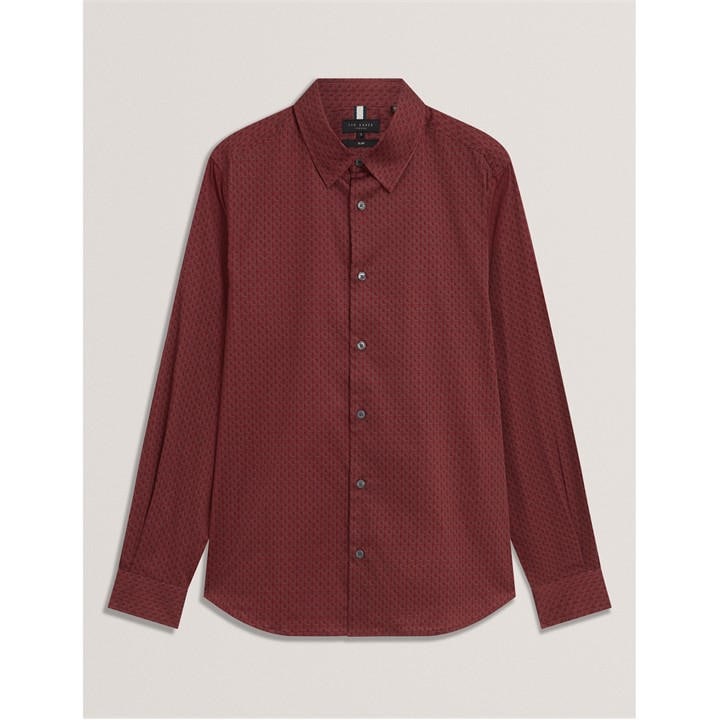 Ted Baker Men's Red Long Sleeve Geometric Patterned Shirt in Size XL, Sports Direct