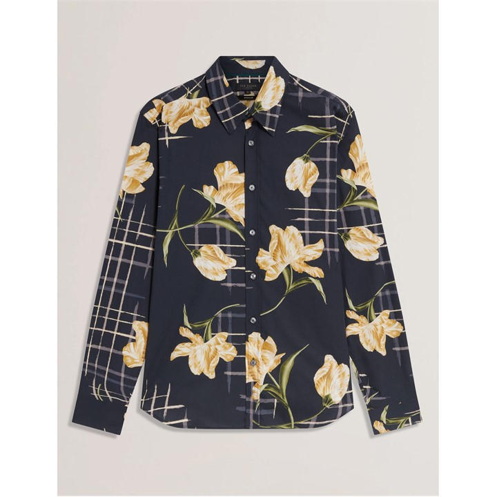 Ted Baker Men's Blue Long Sleeve Patterned Shirt in Size 2XL, Sports Direct