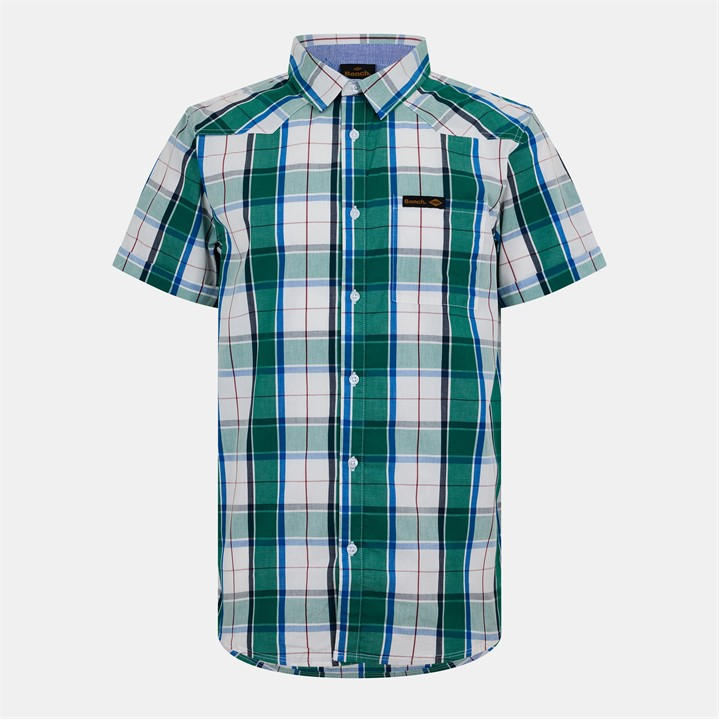 Bench Men's Green Short-Sleeve Patterned Shirt in Size L, Sports Direct
