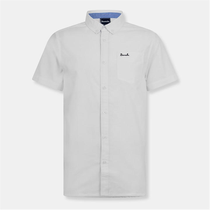 Bench Men' White Short-Sleeve Plain Shirt in Size S, Sports Direct