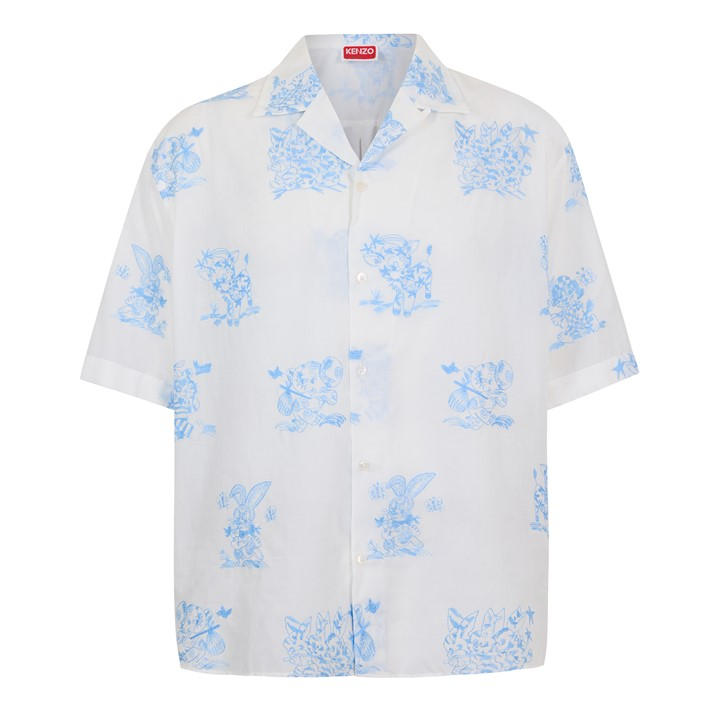 Kenzo Men's White Short Sleeve Patterned Shirt in Size L, Sports Direct