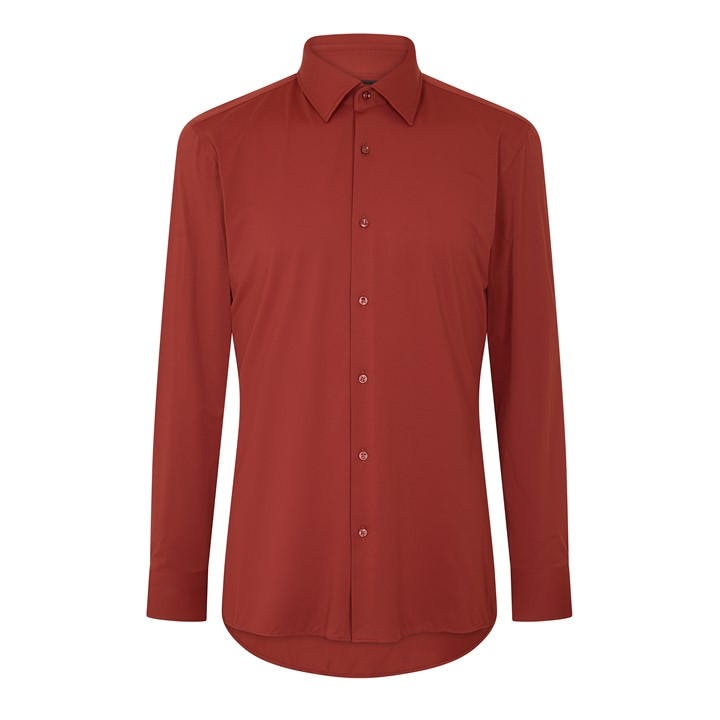 Boss Men's Brown P Hank Kent Long Sleeve Oxford Shirt in Size 37, Sports Direct