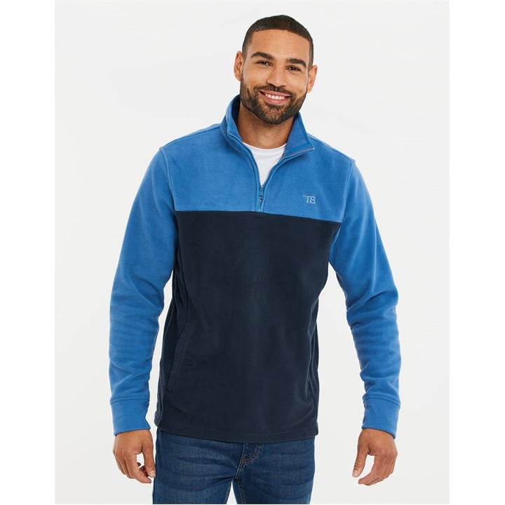 Threadbare Men's Blue Tb Wham 1/4 Zip Fleece