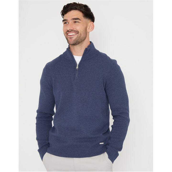 Threadbare Men's Blue Tb Hazelbank Quarter Zip Fleece in Size XL, Sports Direct
