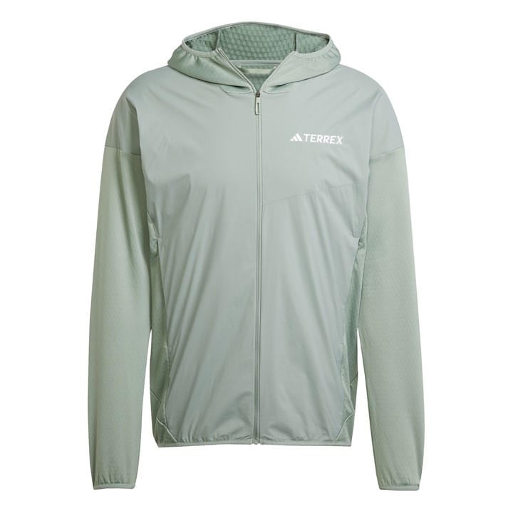 Adidas Men' Green Terrex Xperior Climawarm+ Wind Light Fleece Hooded Jacket in Size S, Sports Direct