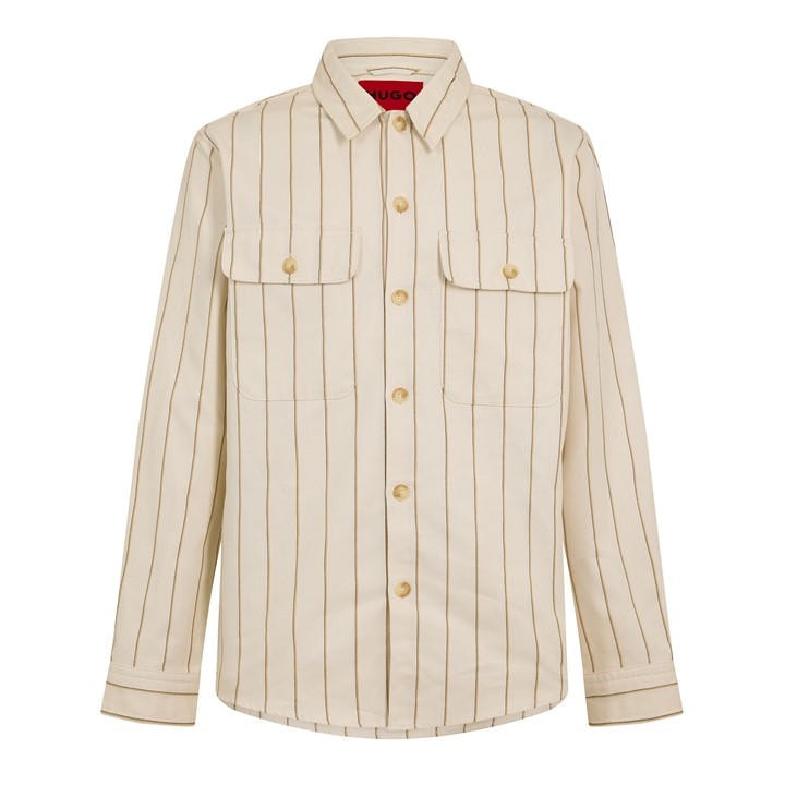 Hugo Men's Beige Ernius Long Sleeve Oxford Shirt in Size L, Sports Direct