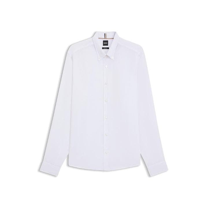 Boss Men' White Liam Long Sleeve Oxford Shirt in Size S, Sports Direct