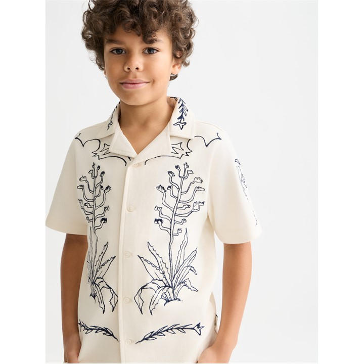Scotch And Soda Boys Cream Kids' Patterned Short Sleeve Shirt in Size 11 - 12 Years, Sports Direct