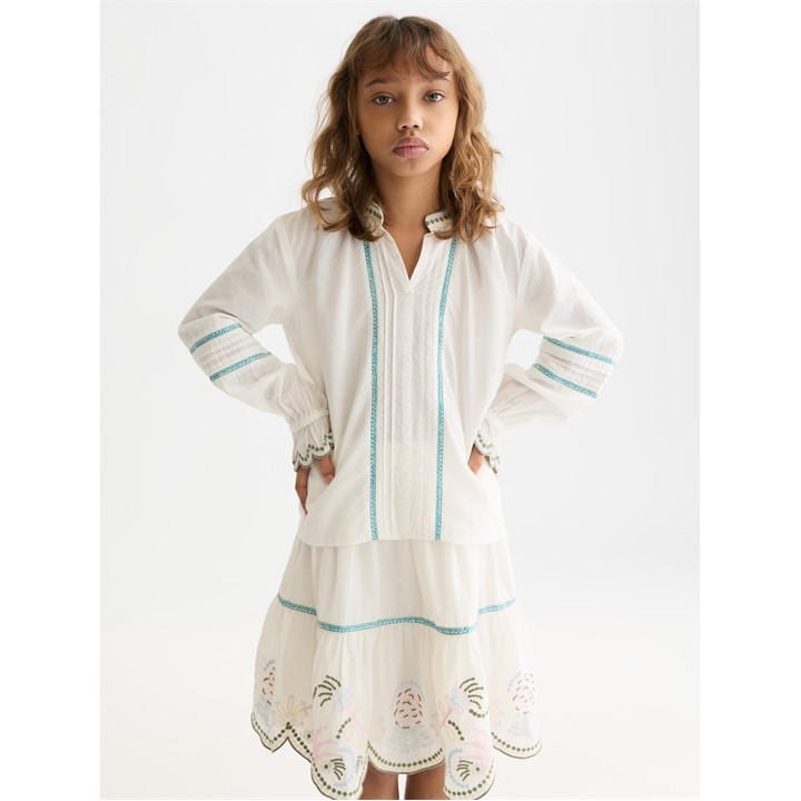Scotch And Soda Girls White Kids' Long Sleeve Blouse in Size 8 - 9 Years, Sports Direct