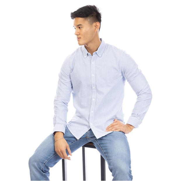 Navy/White - Peter Werth - Men's Long Sleeve Shirt