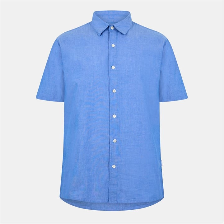 Peter Werth Men's Blue Short Sleeve Plain Shirt in Size L, Sports Direct
