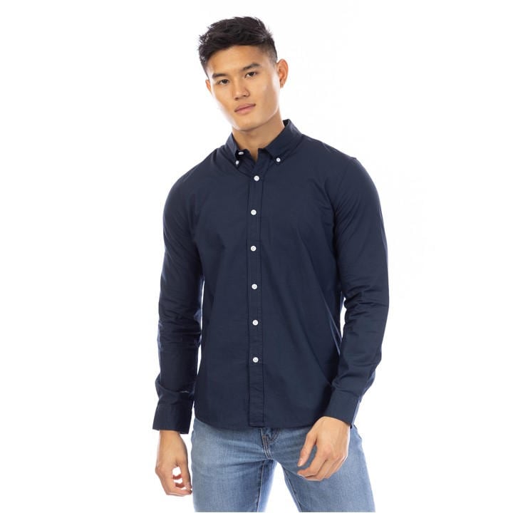 Peter Werth Men' Black Long Sleeve Plain Shirt in Size S, Sports Direct