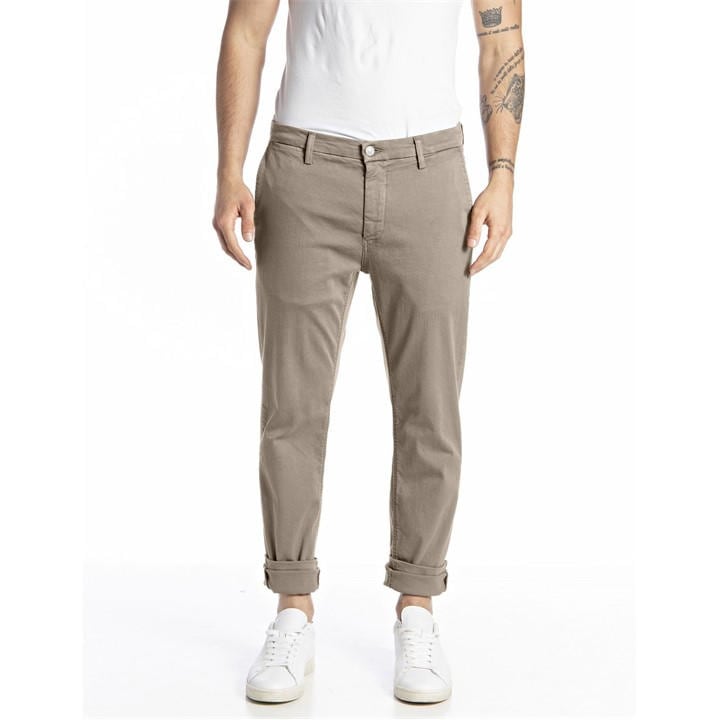 Replay Men's Beige Hyperflex Zeumar Slim Chinos in Size 38 R, Sports Direct
