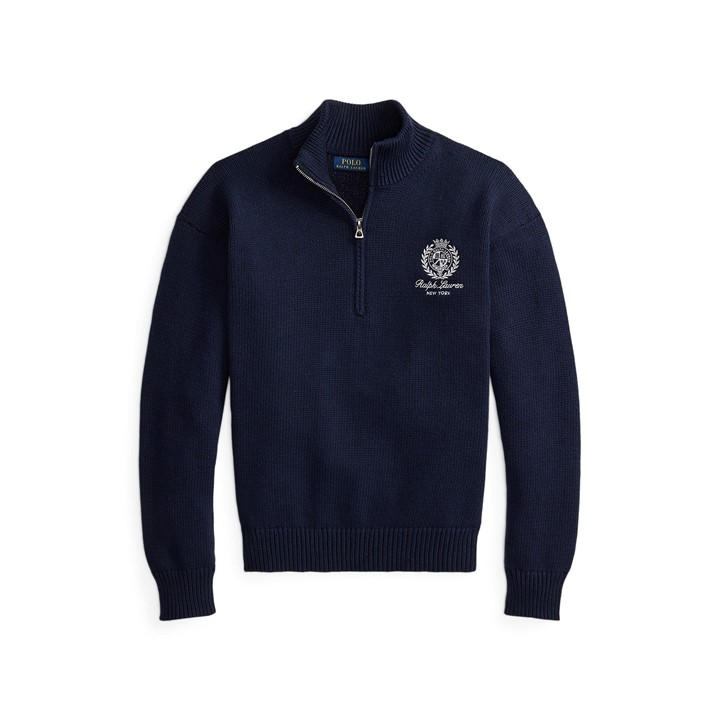 Polo Ralph Lauren Men's Blue Relaxed Fit Quarter Zip Jumper in Size M, Sports Direct
