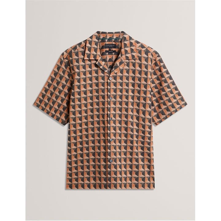 Ted Baker Men's Red Patterned Short Sleeve Shirt in Size M, Sports Direct