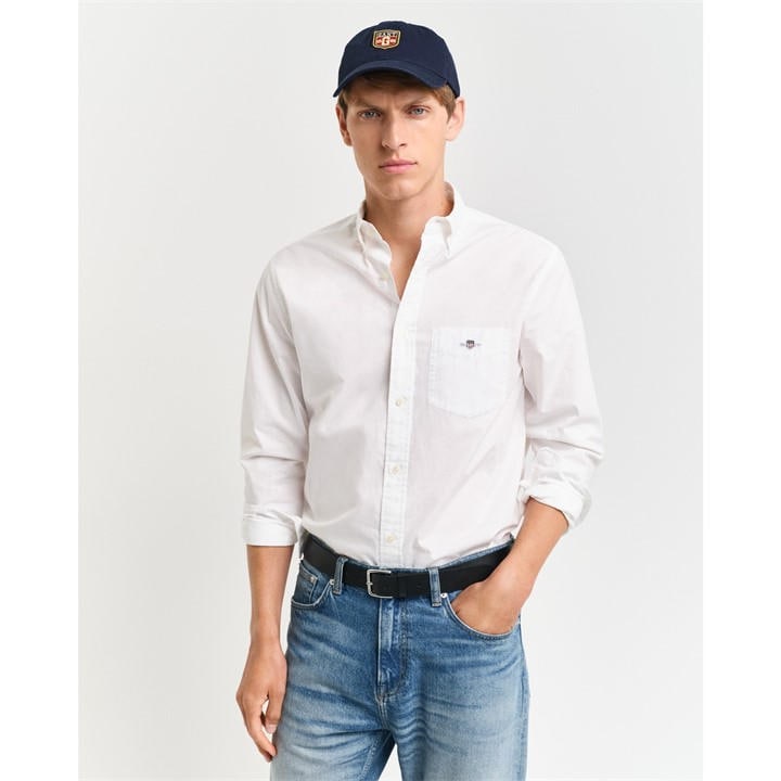 Gant Men's White Regular Fit Poplin Shirt in Size M, Sports Direct