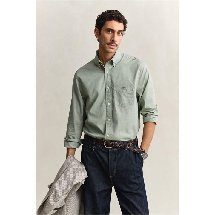 Gant Men's Green Regular Fit Poplin Shirt in Size M, Sports Direct