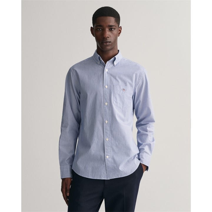 Gant Men's Blue Poplin Banker Shirt in Size 2XL, Sports Direct