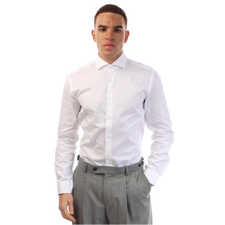 Boss Men' White Long Sleeve Oxford Shirt in Size S, Sports Direct