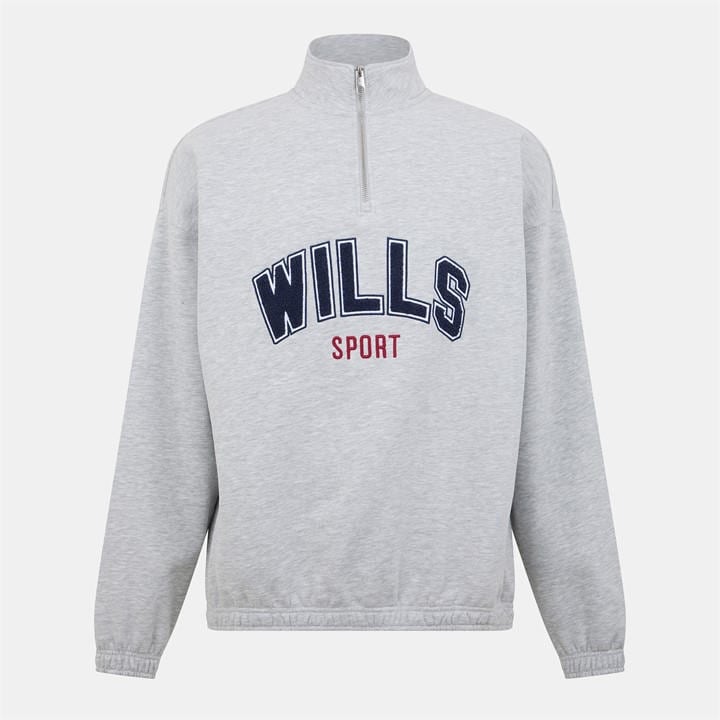 Jack Wills Men's Grey 1/4 Zip Graphic Fleece in Size M, Sports Direct