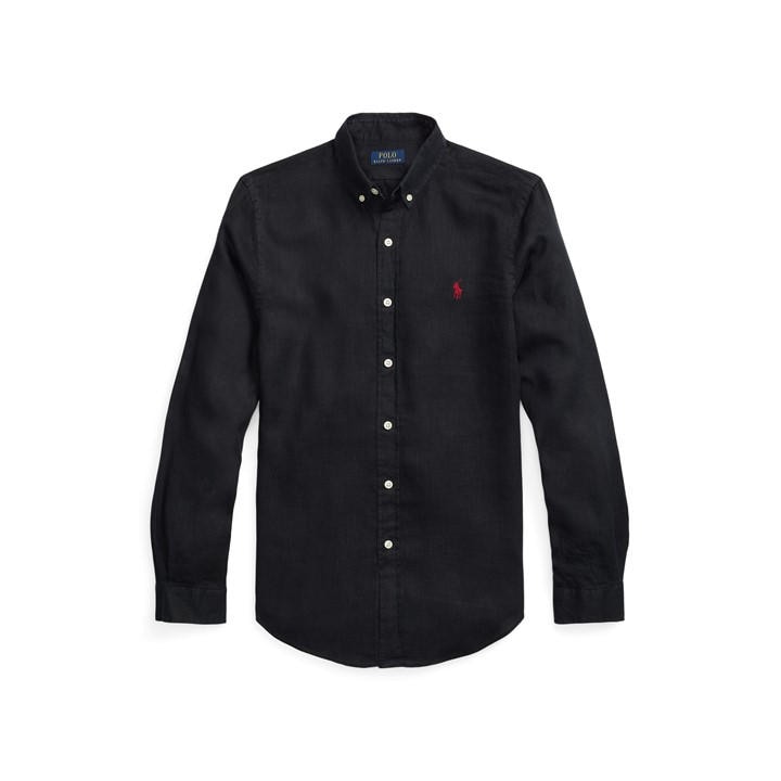 Polo Ralph Lauren Men's Black Linen Long Sleeve Shirt in Size M, Sports Direct
