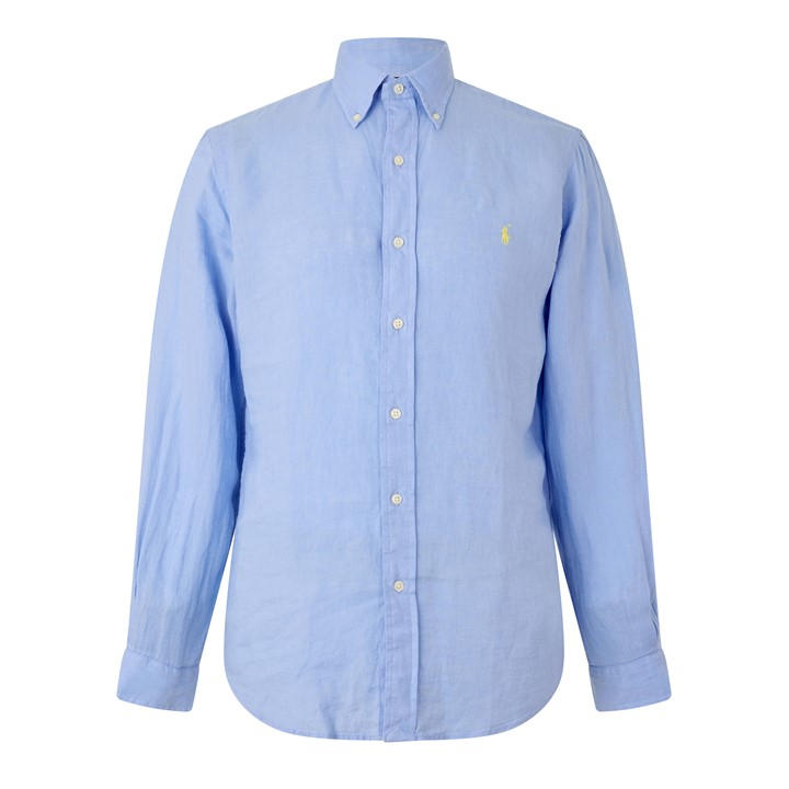 Polo Ralph Lauren Men's Blue Linen Long Sleeve Shirt in Size 2XL, Sports Direct