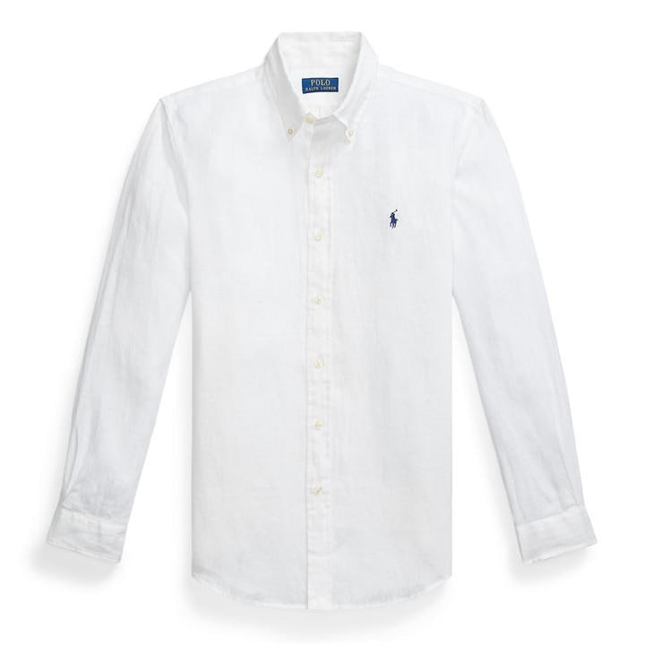 Polo Ralph Lauren Men's White Linen Long Sleeve Shirt in Size 2XL, Sports Direct